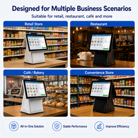 Terminal de point de vente tout-en-un de 15,6 pouces avec écran tactile capacitif, imprimante intégrée de 80 mm, double écran pour restaurant, commerce de détail