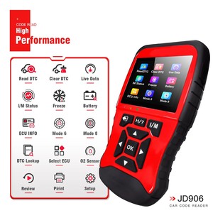 เครื่องมือวินิจฉัยรถยนต์ OBD2 รุ่น 906 พร้อมจอ LCD สีแดง พร้อมหัวต่อ OBD II และสายเคเบิลสำหรับสแกนหาข้อบกพร่องของรถยนต์ - Product Image 4