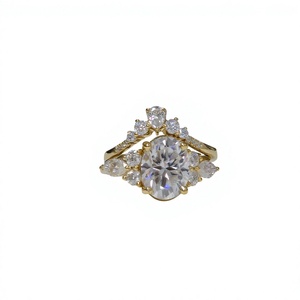 Ensemble de mariage de luxe avec diamant de laboratoire taille ovale certifié IGI, bague de fiançailles pour femme en or blanc ou jaune massif 14 carats, cadeau de mariage - Product Image 3