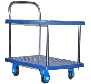 <strong>Big</strong> Load Double Layered Silent Four-Wheel Platform Material <strong>Cart</strong> Without Guardrails 300kg Capacity - Product Image 1