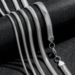 Venta al por mayor cuello hallazgos de joyería componentes 3-8mm personalizado plano <span class=keywords><strong>Metal</strong></span> Acero inoxidable serpiente collares cadenas para Mujeres Hombres - Product Image 5