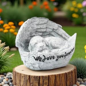 Cross-border Special <b>Angel</b> Dog Tombstone Memorial <b>Guardian</b> Ornament Courtyard Garden Pet Statue Resin Craft Decoration Artistic - Product Image 2