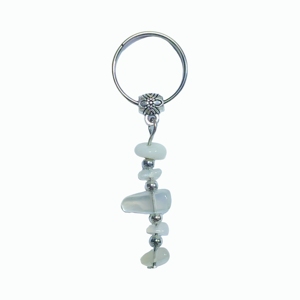 Handmade Moonstone Gravel Keychain Natural White Gemstone Chip Key <b>Ring</b> for Bag & Car Spiritual Gift - Product Image 4