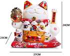 Chinese Feng Shui White Ceramic Lucky Waving Cat Figure with Moving Arm ...