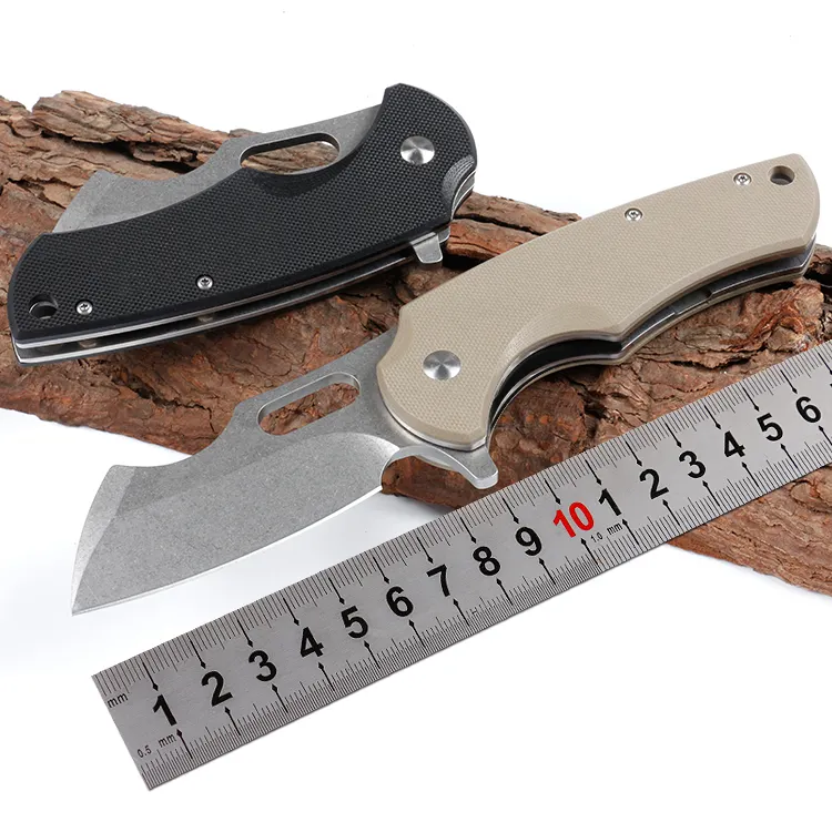 High quality 5CR15 blade knife Folding pocket knife Tactical Camping outdoor self-defense tool with G10 handle