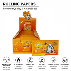 Papiers à rouler Zeus Premium Orange, 25 feuilles, cellulose naturelle, format plus large, 50 feuilles/carnet, 25 carnets/boîte, papiers orange - Product Image 1