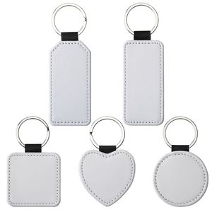 Sublimation Blank Keychain Heat Transfer Leather Keychain Round Shape <b>Key</b> <b>Chain</b> for Present DIY Making - Product Image 2