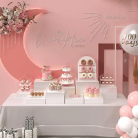 Présentoir à dessert en acrylique à 5 côtés, rehausseurs de buffet blancs pour affichage de nourriture