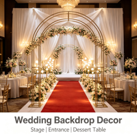 Arche de mariage en métal doré pour cérémonie en plein air, décoration de toile de fond pour fiançailles, banquets, fêtes et photomaton