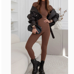 Women Knit Set Turtleneck Slim Fit Pullover Leggings Two Piece <strong>Outfit</strong> Ladies Autumn Winter Warm <strong>Base</strong> Layer Suit Female - Product Image 1