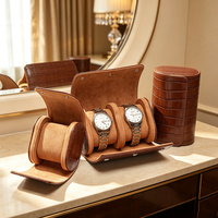 Boîte de rangement enroulable haut de gamme pour montres, en cuir de crocodile, avec logo personnalisé, 1, 2 ou 3 emplacements, pour bijoux et montres, vente en gros