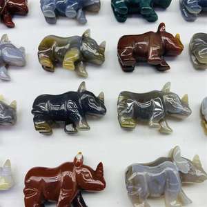 Offre Spéciale animaux en cristal de quartz naturel de haute qualité guérison agate cristal rhinocéros sculpture pour cadeaux de décoration - Product Image 3