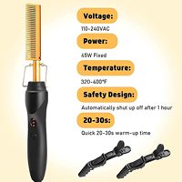 Peigne chauffant électrique pour lisser les cheveux, idéal pour les perruques Lace Front et le coiffage, noir