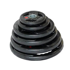 Plaque de poids en fonte revêtue de caoutchouc PU, à triple grip, antidérapante, écologique et durable pour la musculation, équipement de gym commercial en gros - Product Image 3