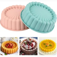 Moule à gâteau rond en silicone cannelé, résistant à la chaleur, pour four, plateau à cheesecake, tarte, gelée, pouding, pâtisserie, ustensiles de cuisine