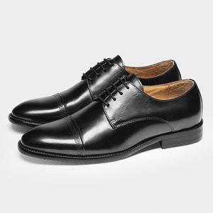 High Quality Trendy Men's Genuine Leather Oxford Lace-Up Closure <b>Pointed</b> Toe Office Career Casual Dress Shoes Patchwork - Product Image 5
