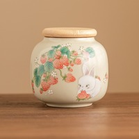 Pot de Salve en Céramique Hermétique Mignon Lapin Fraise pour Cadeaux de Couple