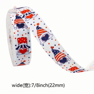 Ruban en gros-grain polyester de haute qualité, thème patriotique USA, 2,2 cm, pour emballage cadeau du 4 juillet, 10 yards/rouleau - Product Image 3