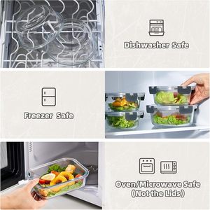 24個入りガラス製ミールプレップ容器、再利用可能なガラス製食品保存容器（蓋付き）、冷凍庫、電子レンジ、食洗機対応 - Product Image 5
