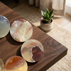 Premium Rosso Levanto <b>Marble</b> <b>Coasters</b> Natural Stone Finish Drink <b>Coasters</b> for Luxury Home Decor Coffee Table Dining and Drink - Product Image 1