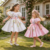 Robe de demoiselle d'honneur blanche à fleurs, à manches courtes, avec des paillettes florales appliquées, faite à la main, de haute qualité, marque personnalisée, dos en V