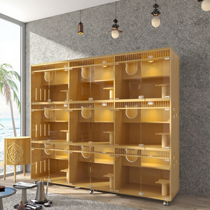 İç mekan kullanımı için şeffaf cepheli Premium büyük modüler ahşap kedi evi - Product Image 3