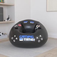 Fauteuil de jeu gonflable en PVC écologique avec repose-pieds, design graphique attrayant, canapé portable avec porte-gobelet et poche latérale pour adolescents