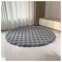 Tapis de sol circulaire minimaliste moderne, tapis en peluche, poils longs, polyester, fabrication mécanique, couleur unie, lavable, tapis de chevet pour chambre à coucher