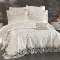 Ensemble de couvre-lit de luxe personnalisé Guzide MAVERA 8 pièces, 100% chenille, tricoté bio, respirant, durable, motif unique