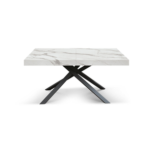 Extendable <b>White</b> Statuary Marble <b>Dining</b> <b>Table</b> 160x90 Metal Base Internal Use - Product Image 1