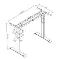 Cadre de bureau debout électrique moderne à double moteur et 2 niveaux, télescopique, en acier laminé à froid, base réglable en hauteur