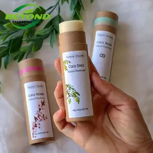 Wadah Kosmetik Ramah Lingkungan Kemasan Tabung Kertas Karton Lipstik Kraft Deodoran Tabir Surya Wadah Push Up Wadah