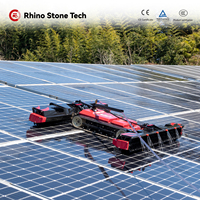 Robot de nettoyage de panneaux solaires portable à batterie lithium, double rouleau, avec pulvérisation d'eau, pour toits solaires