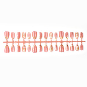 เล็บปลอมแบบกดติดลายอัลมอนด์สีทอง 30 ชิ้น แบบฝรั่งเศส 3 มิติ ลายตาแมววิบวับ คุณภาพสูง สำหรับร้านทำเล็บ งานปาร์ตี้ และ DIY - Product Image 4