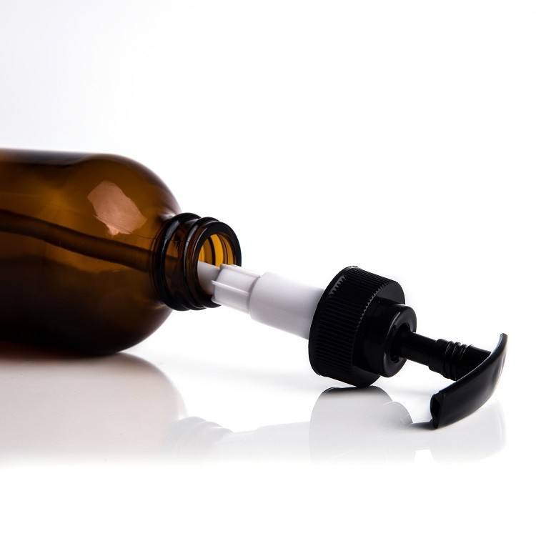 Bouteille ambre + pompe en plastique