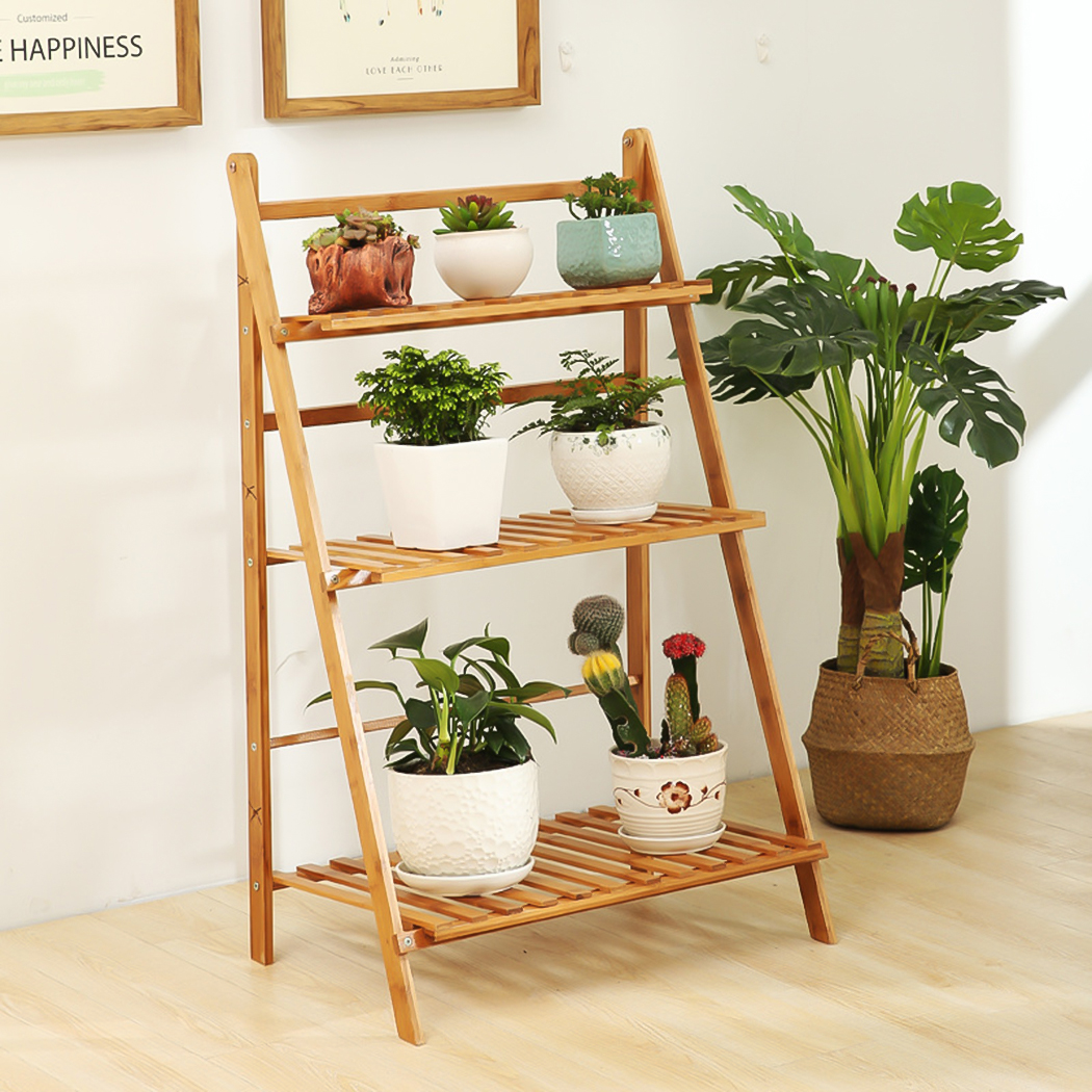 Solid Bamboo Plant Stands - Perfect for Balcony & Patio