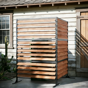 Panneau de brise-vue <span class=keywords><strong>en</strong></span> <span class=keywords><strong>bois</strong></span> personnalisé pour climatiseur, panneau à lamelles <span class=keywords><strong>en</strong></span> cèdre pour patio <span class=keywords><strong>extérieur</strong></span>, clôture de protection - Product Image 2