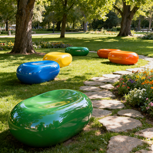 Chaise en galets résistante aux UV, banc d'attente public durable, tabouret résistant aux intempéries pour les places publiques en plein air - Product Image 3