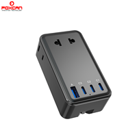 Adaptador de Viaje Universal Delgado Foxcan OEM ODM, 3 Tomas de CA, 3 Puertos Tipo C, 45W PD, Enchufe Internacional Multifuncional, USB Portátil