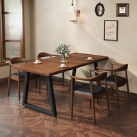 Table à manger rectangulaire moderne en bois pour 6 à 8 personnes, ensemble de meubles de restaurant et de restauration rapide