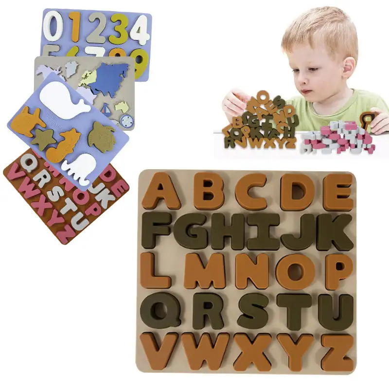 New Letters Gel De Silice DIY Puzzles 100% Food Grade BPA Free Eco Friendly Juguetes Silicone English Alphabet Toy For Kids