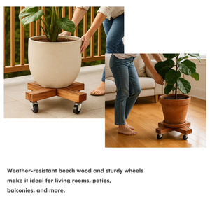 Carrito para Plantas Resistente de Hierro con Ruedas, Base Rodante para Plantas Grandes, Uso en Jardín, con Orificios de Drenaje, Interior/Exterior - Product Image 3