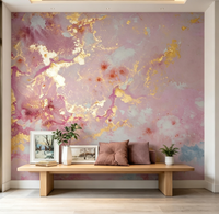 Lukisan Abstrak Marmer Merah Muda Desain Modern Wallpaper Latar Belakang Perekat Tempel Sendiri