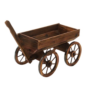 Nouveau design de jardinière de fleurs en bois Station Garden Wagon Decor avec roues surélevées Garden Bed Planter Box For Outdoor Backyard Balcon - Product Image 6