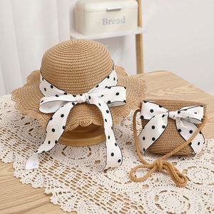 2024 New Arrival Summer Girls Bowknot Children <b>Straw</b> <b>Hat</b> and Bag Set with Hand Embroidery Sports Beach Travel Casual - Product Image 5