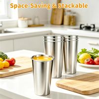 Vente en gros de gobelets empilables en acier inoxydable 304 avec logo personnalisé, gobelets réutilisables de qualité alimentaire pour le camping, les voyages et le bureau