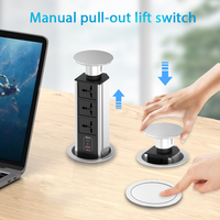 Module de bureau escamotable avec 3 prises universelles, chargeur rapide PD 20W QC 3.0, vente en gros