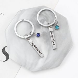 Portachiavi Personalizzato Ychon con Pietra Portafortuna del <span class=keywords><strong>Mese</strong></span> di Nascita, Gioiello in Acciaio Inossidabile, Ciondolo con Pietra Zodiacale, Regalo di Compleanno e Capodanno - Product Image 2