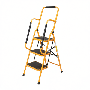 Escalera Plegable de Acero de 3 Peldaños, Capacidad de 330 Libras, Plataforma Ancha, Pies de Goma Antideslizantes, Agarre Portátil, Uso Doméstico - Product Image 1