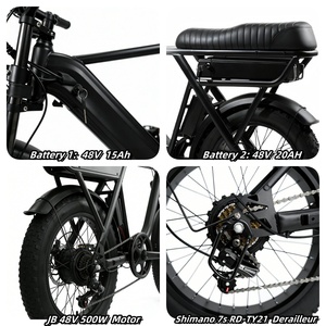 Nouveau vélo électrique à pneus larges en acier, moteur 48V 500W, batterie 20Ah, autonomie 210 km, freins à disque hydrauliques, Shimano 7 vitesses, charge 120 kg, <span class=keywords><strong>neige</strong></span> - Product Image 4